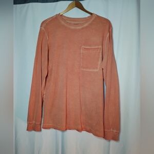 Edgar + Ash Long Sleeve Pocket Tee M Orange Wash Tie Dye Excellent